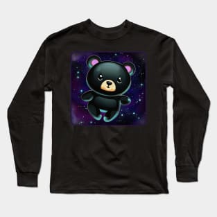 Black Bear In Space Long Sleeve T-Shirt